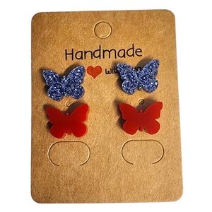 Blueberry Emberflutter Acrylic Stud Earrings - 2 Pair